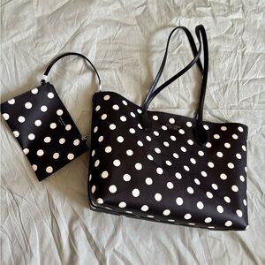 kate spade Black and White Polka Dot Tote with Matching Wristlet